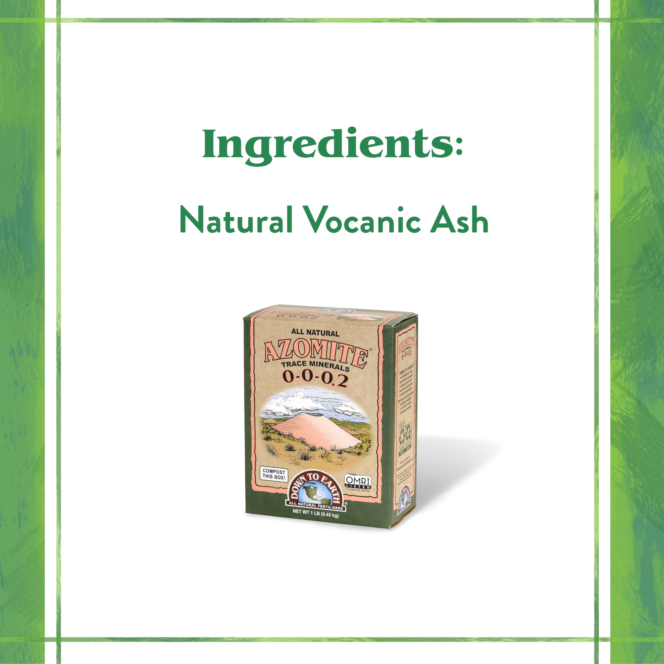 Down To Earth Azomite powder poured into soil promotes root development and healthier crops.