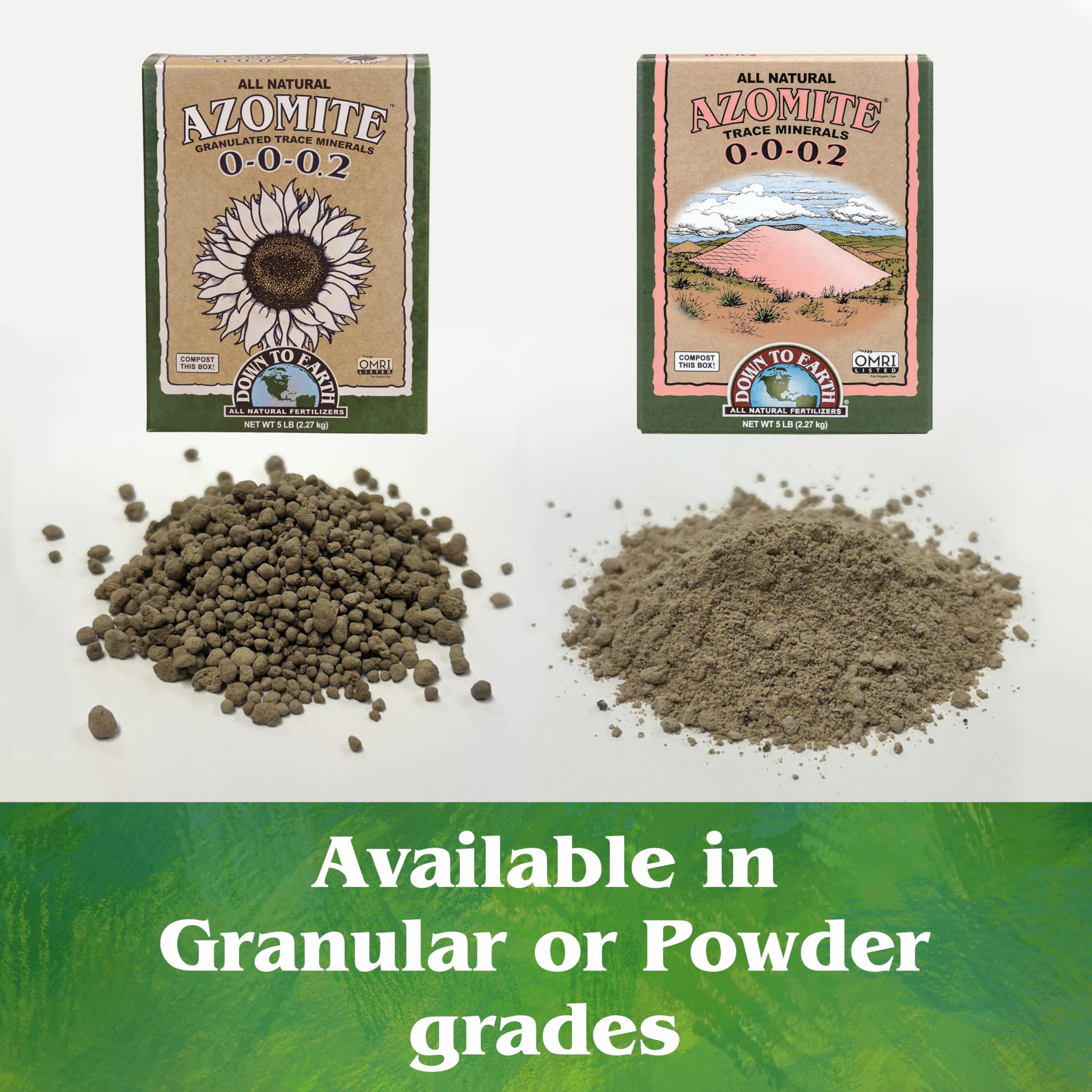 Down To Earth Azomite promotes robust root development in pots and garden beds.