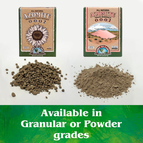 Down To Earth Azomite promotes robust root development in pots and garden beds.