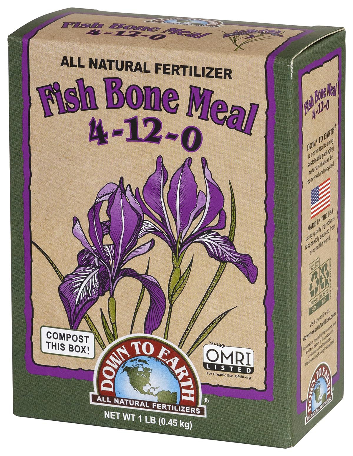 Down To Earth fish bone meal blooming flowers in garden bed benefiting phosphorus