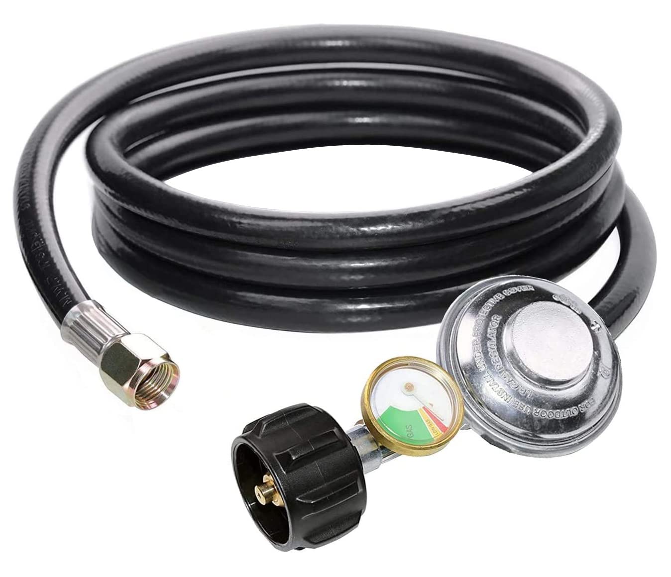 DOZYANT propane regulator hose with gauge for safe, easy grilling connections.
