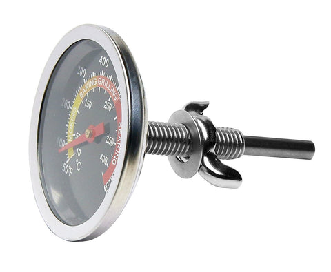 DOZYANT thermometer stem detail highlights durable stainless steel probe for consistent temps.