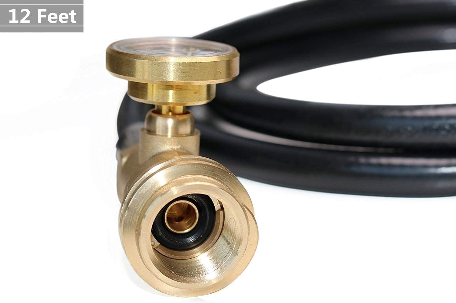 Dozyant hose used with a camp stove for outdoor cooking.