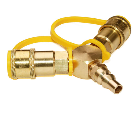 DOZYANT propane-Y adapter used with fire pit for quick outdoor warmth.