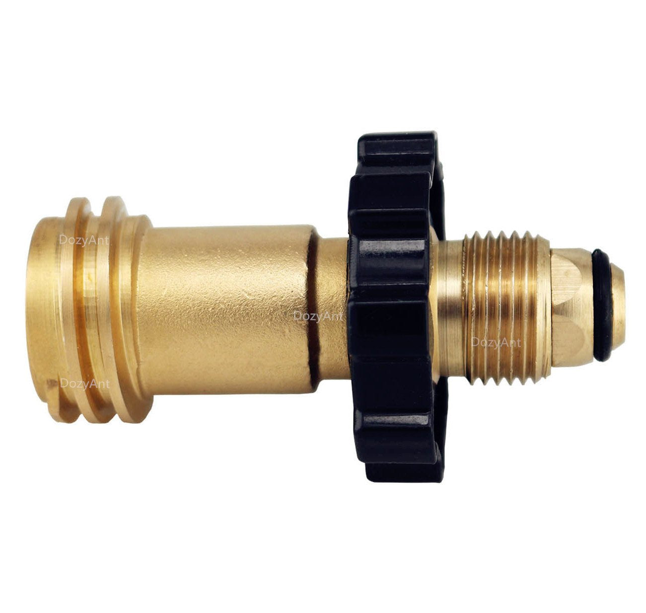 DOZYANT hand wheel propane adapter designed for easy, one-person setup
