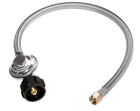 DOZYANT low-pressure regulator connects to propane tank for easy setup.