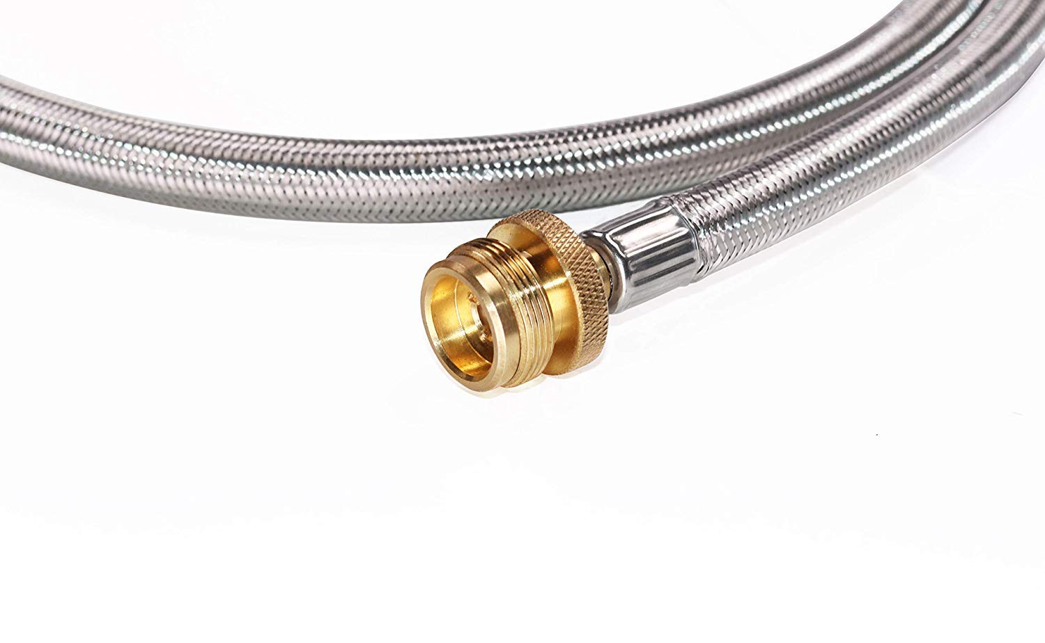 DOZYANT durable outdoor propane hose in use for camping and patio cooking.