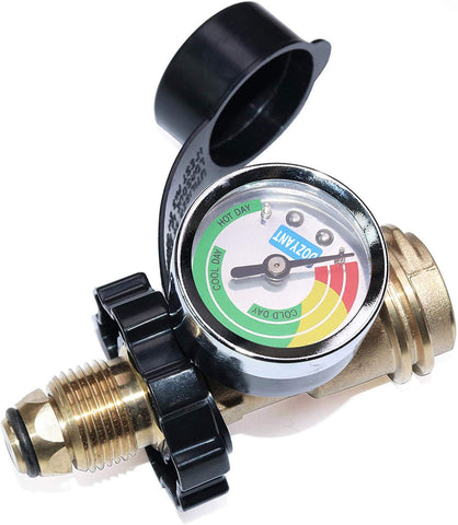 DOZYANT POL to QCC1 adapter gauge in use for easy propane monitoring