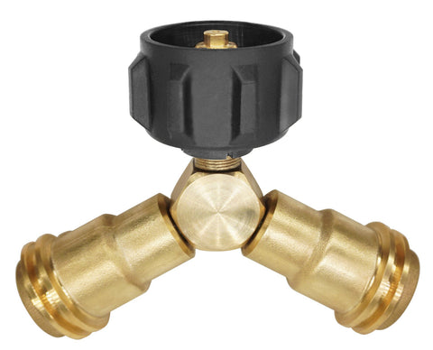 DOZYANT propane splitter 2-way tee enables powering two grills from one tank.