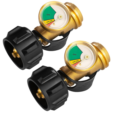 DOZYANT propane tank gauge 2-pack on a tank for easy fuel level checks.