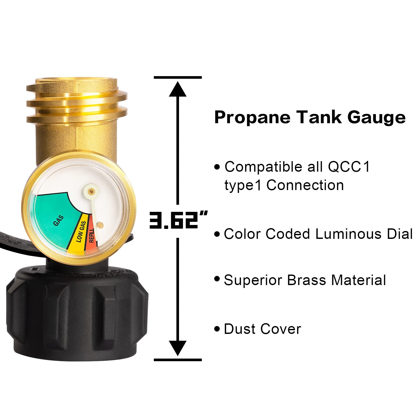 DOZYANT gauge with color dial for at-a-glance fuel awareness.