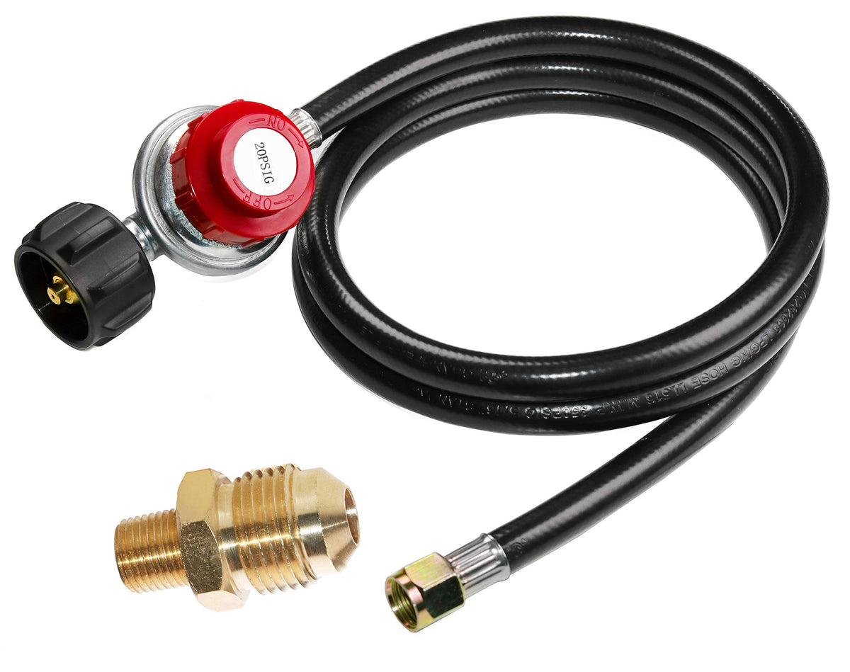 DOZYANT regulator with hose and 0-20 PSI control for precise grill flame management.