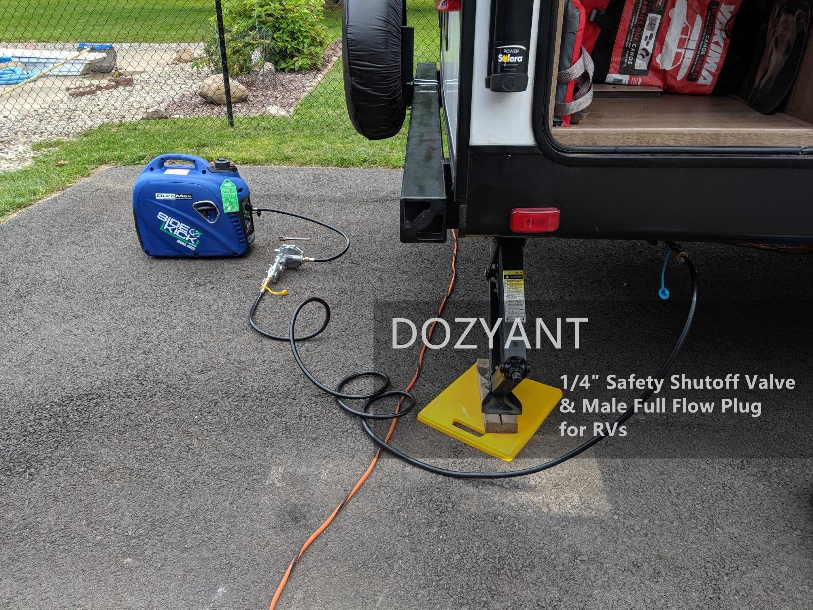 DOZYANT RV grilling setup connected to onboard propane for convenient meals.
