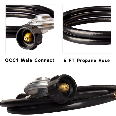 DOZYANT safe gas connection for Blackstone griddles using elbow adapter.