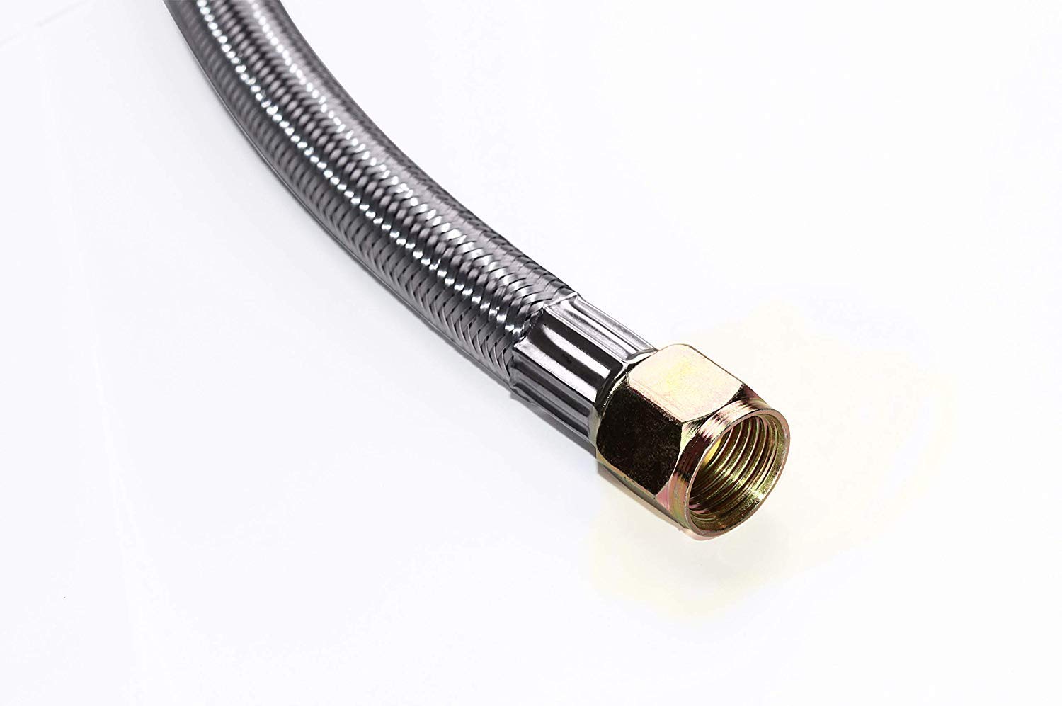 DOZYANT stainless-steel braided hose for durable outdoor gas use.