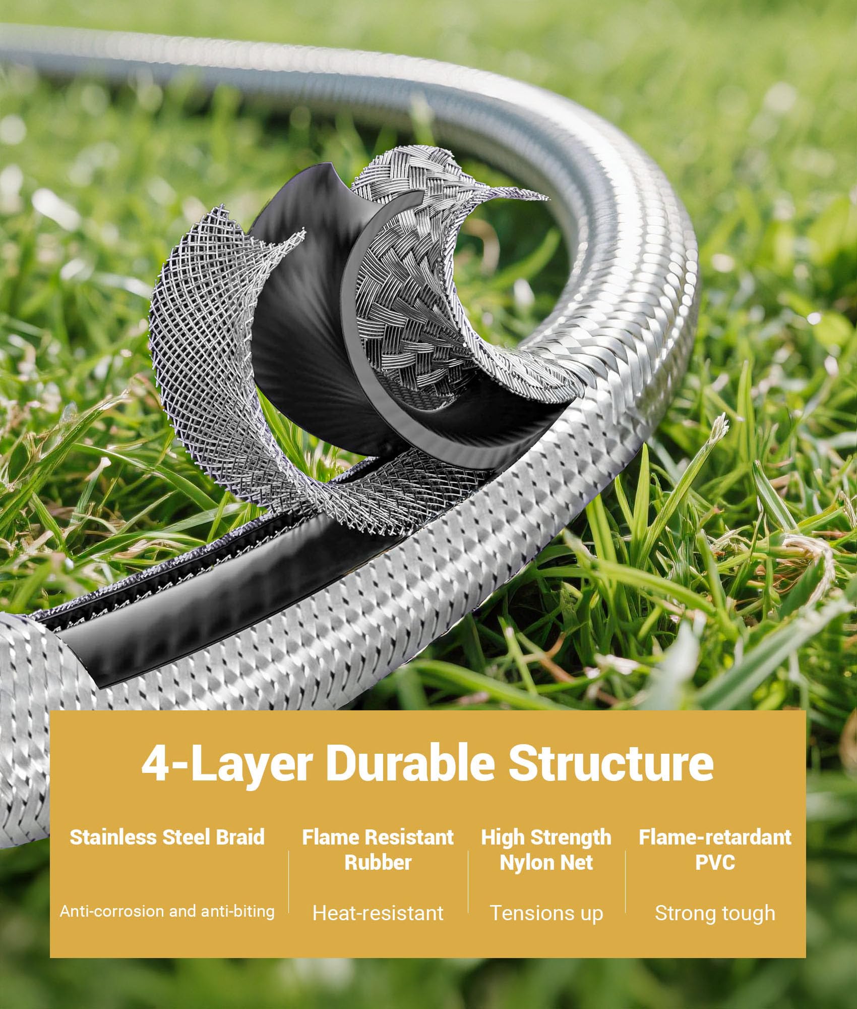 DPB stainless steel braided propane hose for outdoor durability