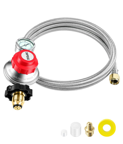 DPB 6ft regulator with hose for reliable outdoor grilling setups.