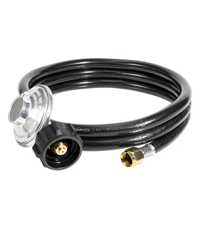 DPB 6ft propane regulator hose with 3/8-inch female flare nut for versatile LP gas connections.