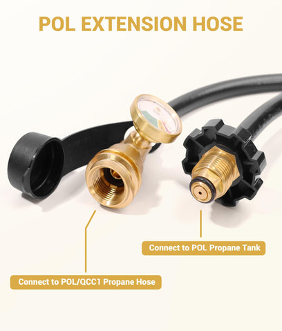 DPB brass connector on propane hose providing a secure fit