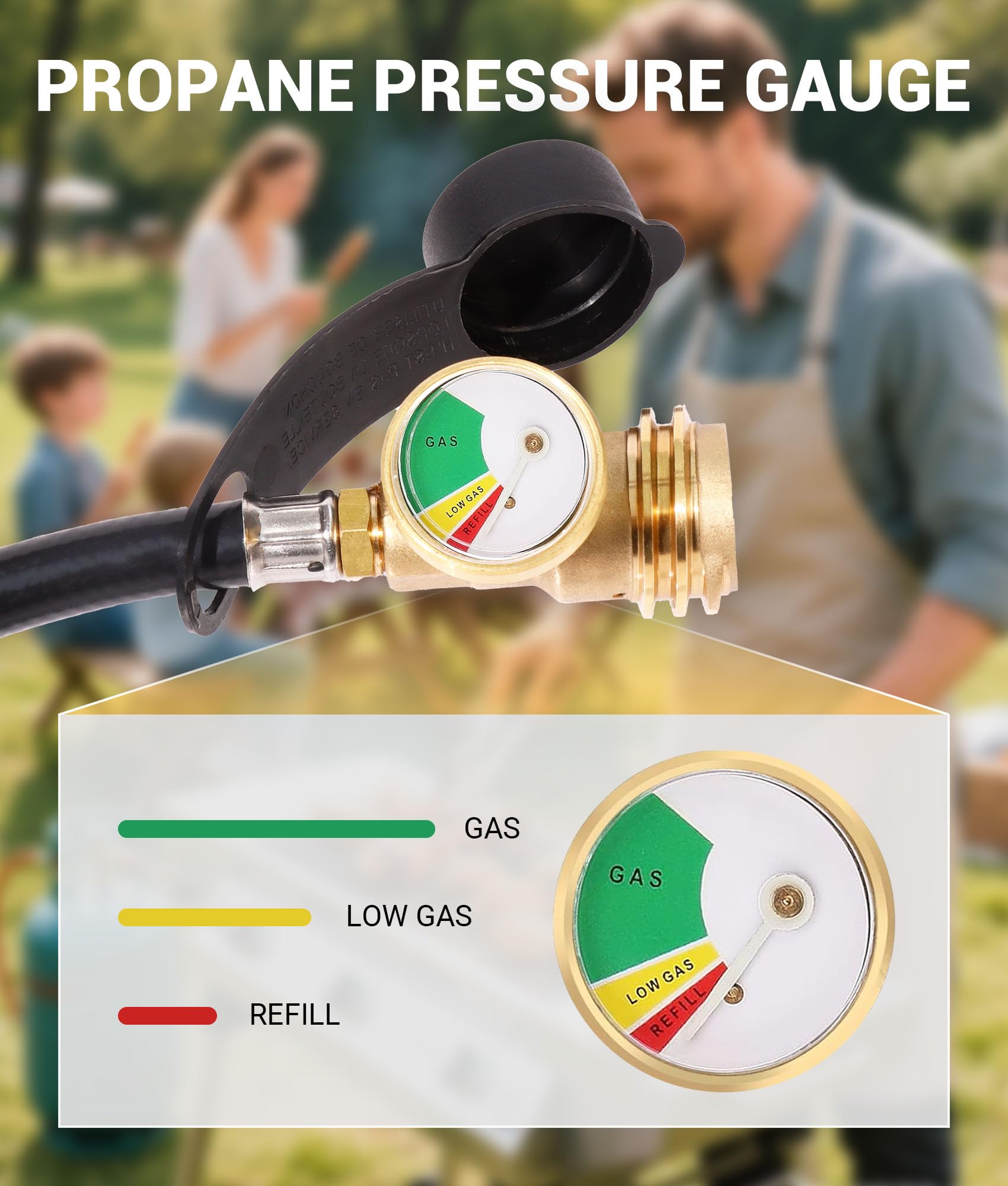 DPB propane hose gauge readout visible for fuel monitoring