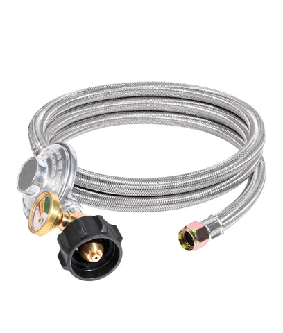 DPB propane regulator 6ft hose main image showing rugged brass connection and gauge