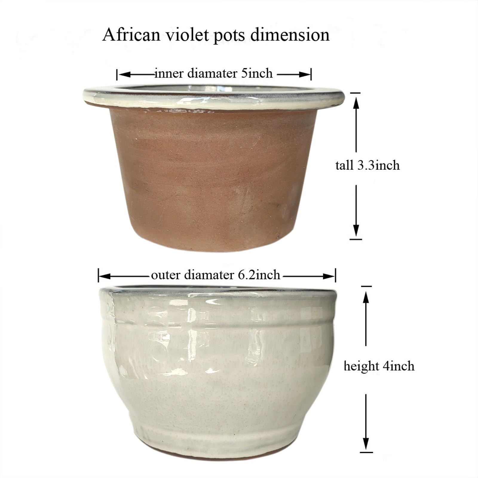 Dphagesy inner self-watering pot for African violets (5.1-inch opening)