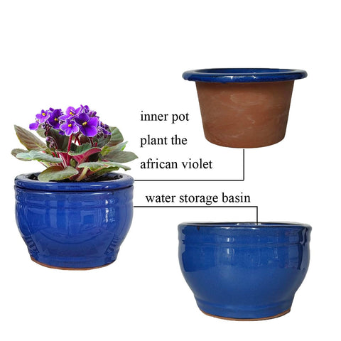 Dphagesy African Violet pot inner pot dimensions 5.1in opening by 3.3in height.