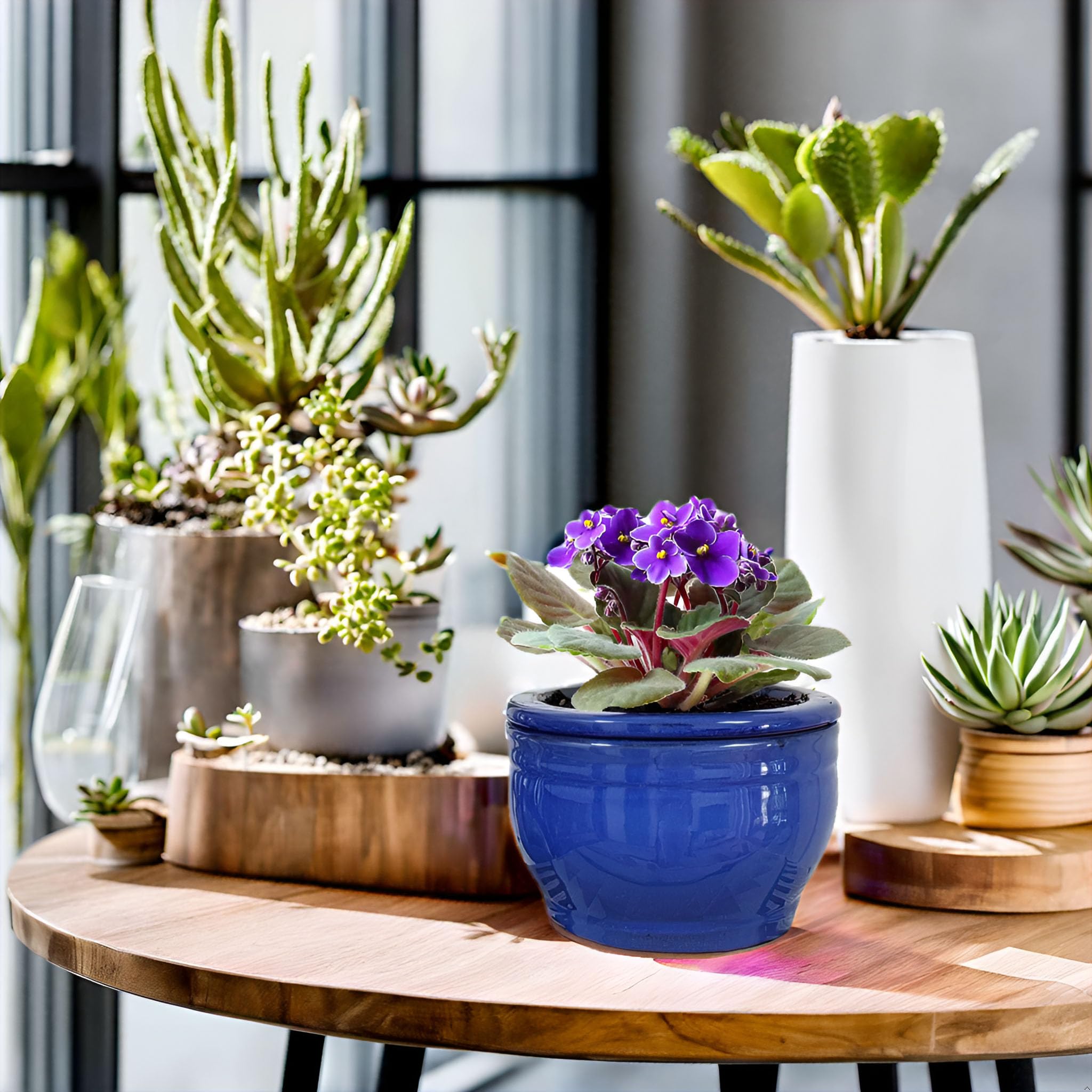 Dphagesy African Violet pot on windowsill demonstrates light-friendly placement.