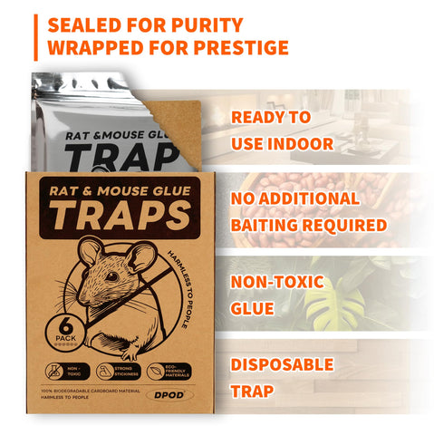DPOD glue mouse traps indoor pack6 renewable cardboard construction supports eco-friendly homes.