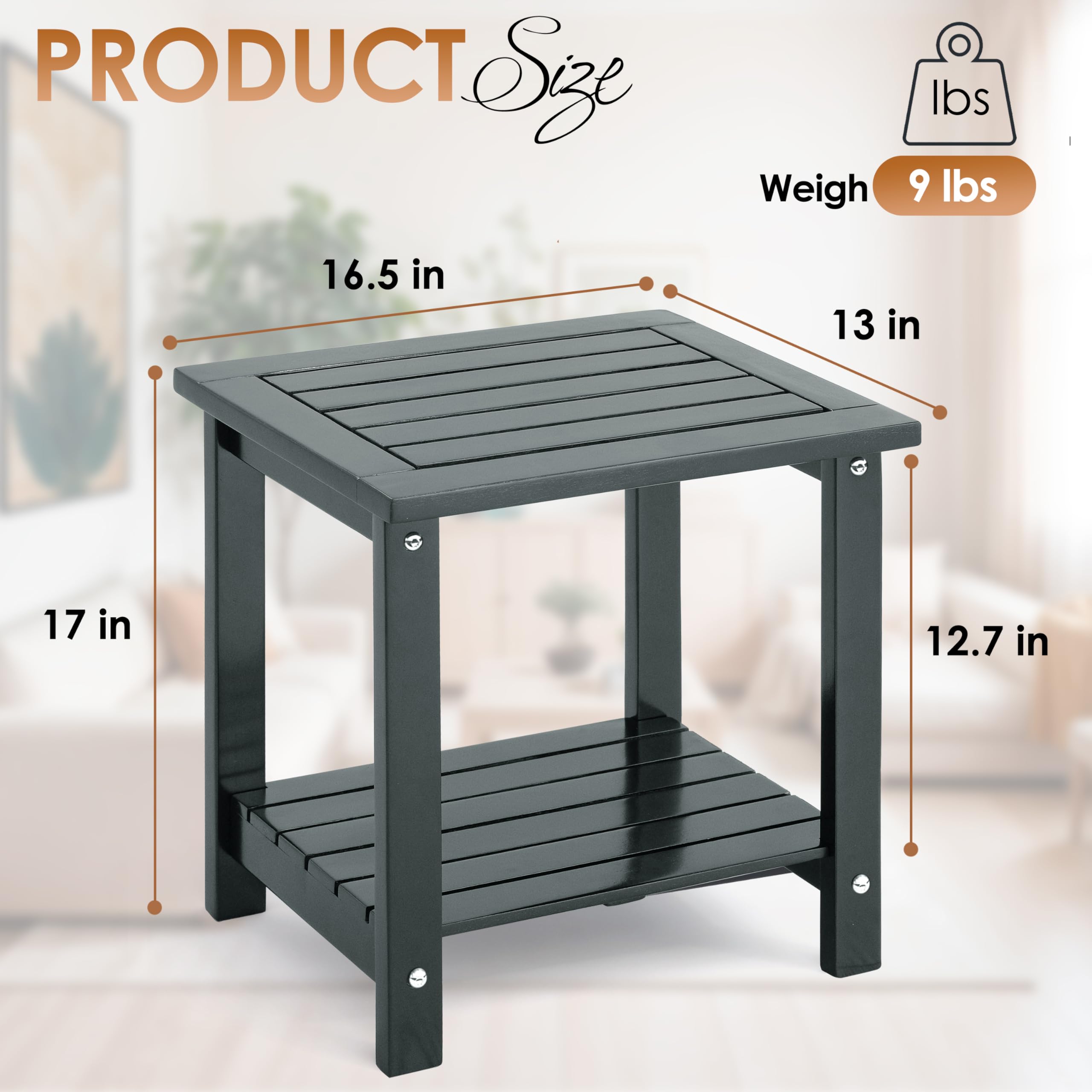 DPWOODON acacia wood tabletop with lower shelf for easy storage.