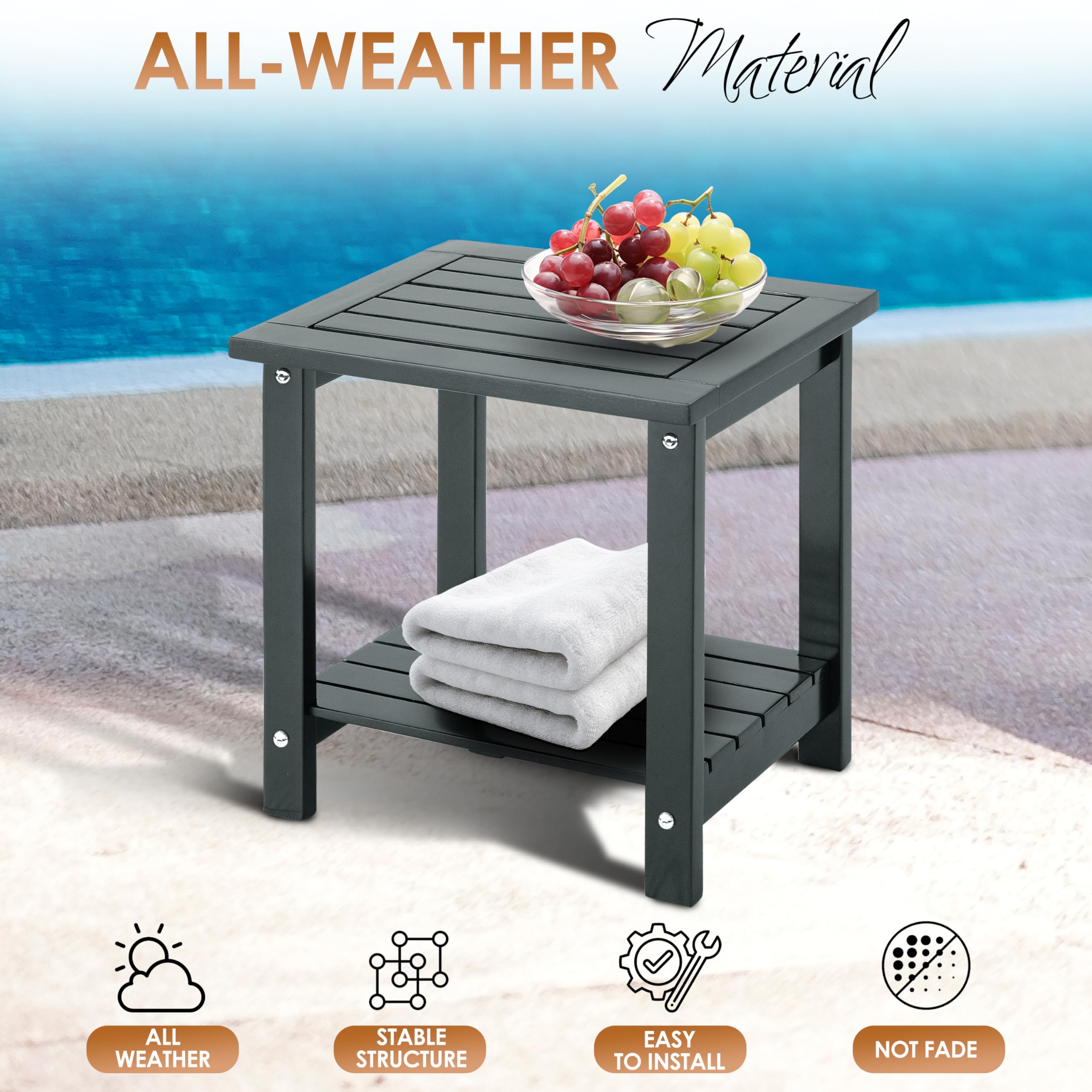 DPWOODON natural grey finish complements modern outdoor furniture.