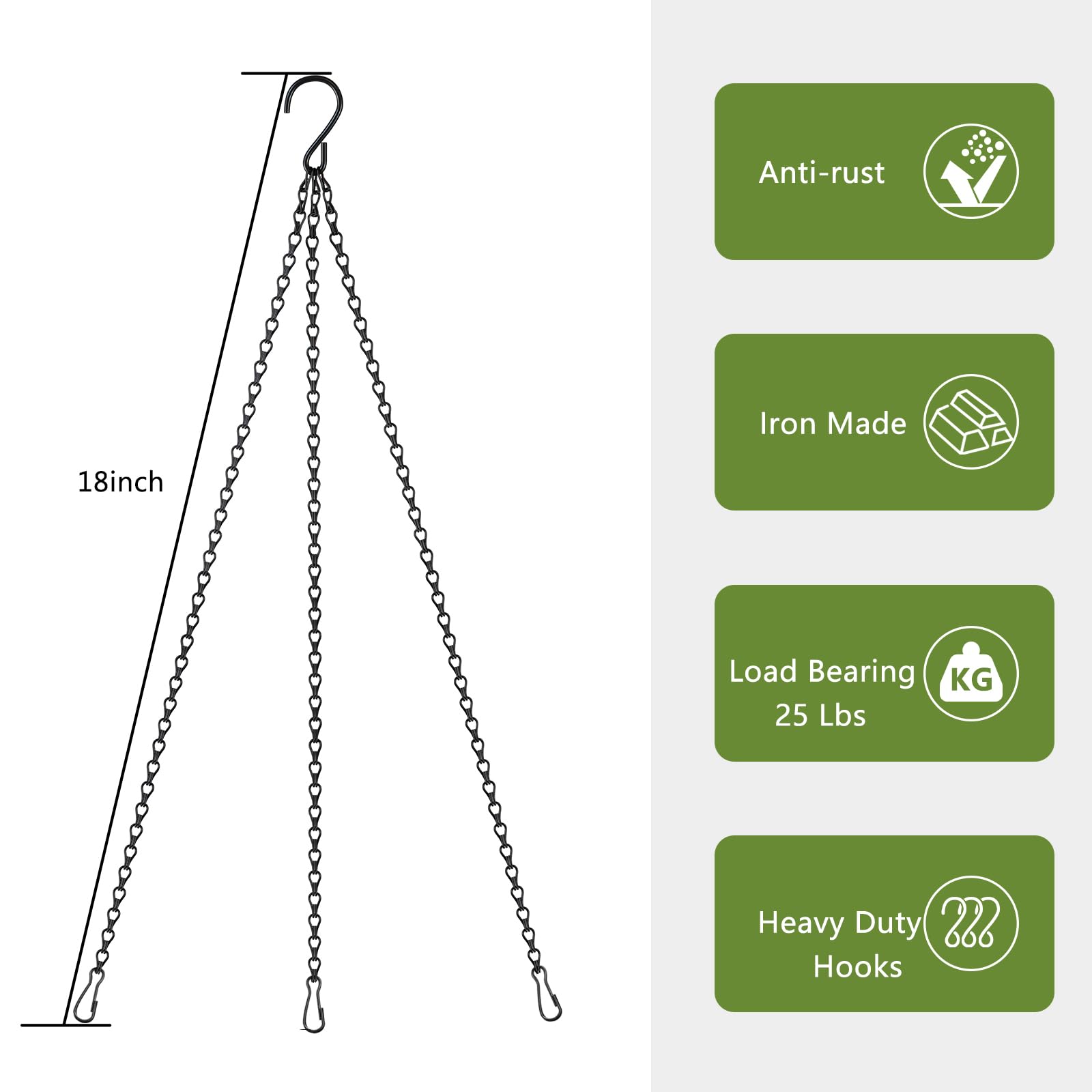Dpyrrhic adjustable-length chain for easy height customization.