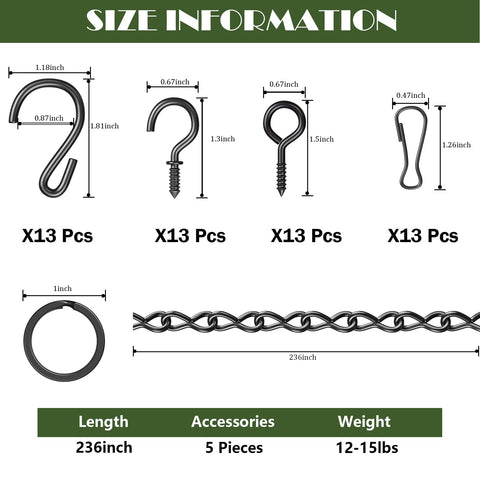 Dpyrrhic hanging chain metal black emphasizes durable iron for long lasting garden decor