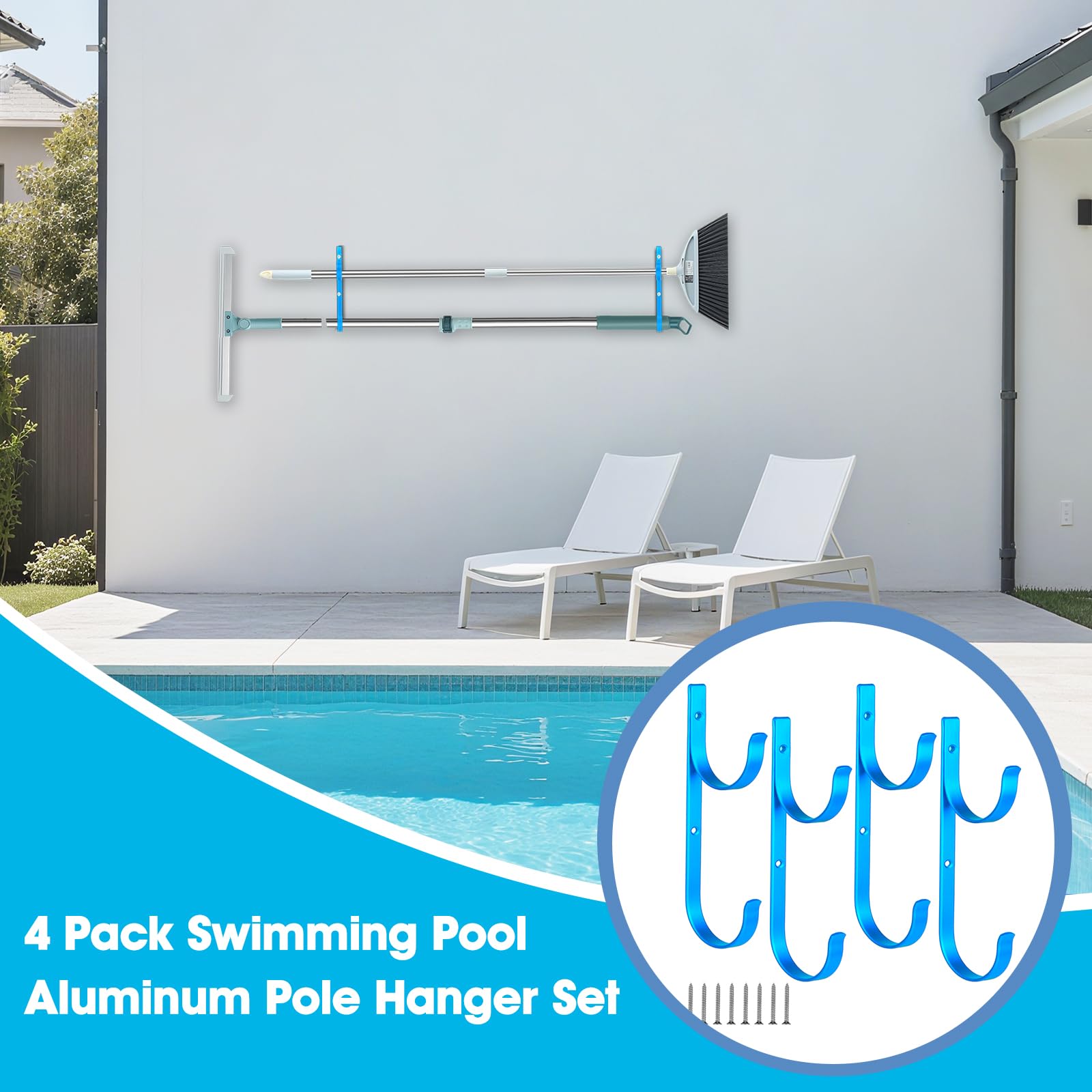 Dpyrrhic Pool Pole Hanger made of durable aluminium for outdoor use.
