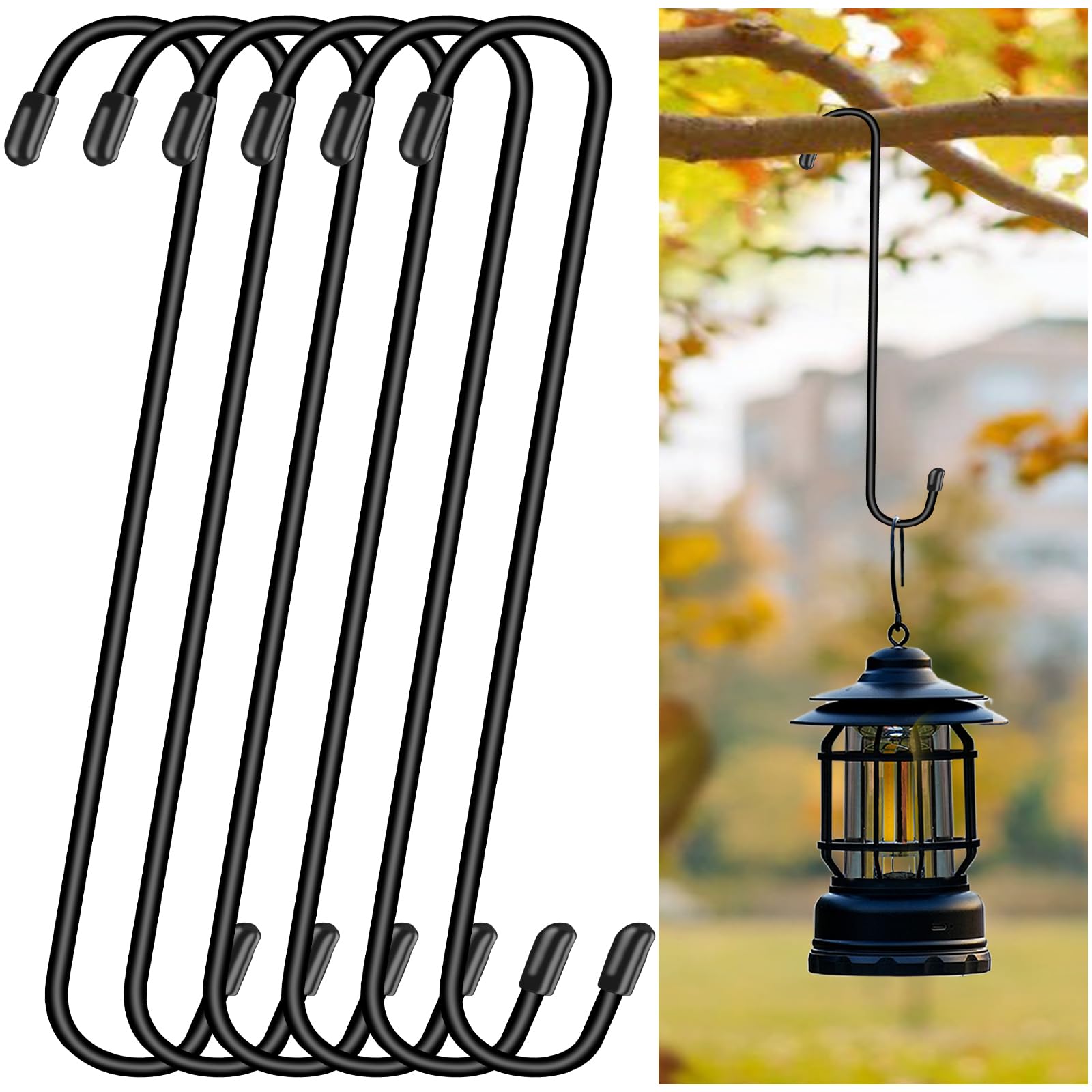 Dpyrrhic S-hooks for hanging plants; sturdy 12-inch design supports heavy planters.