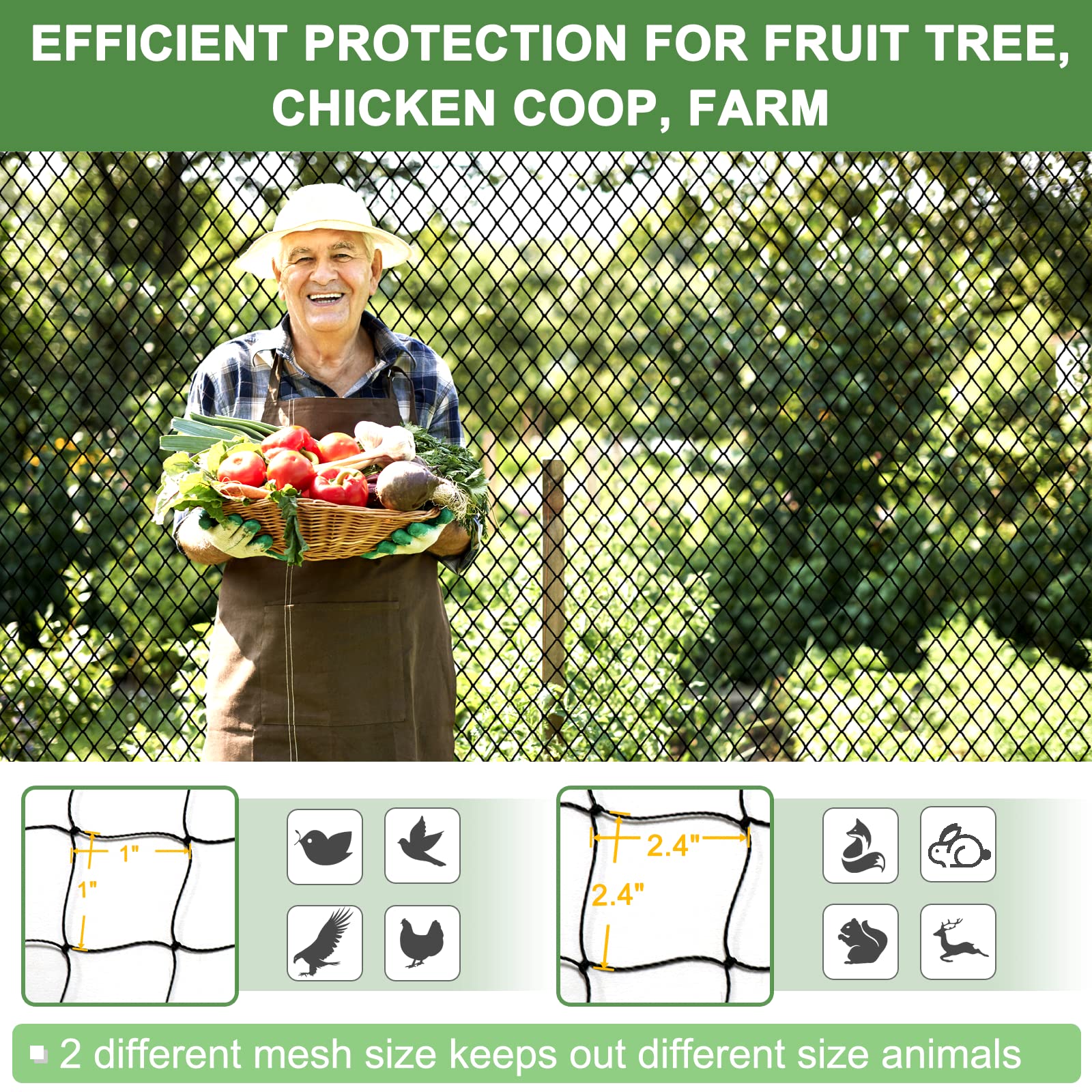 DQS net guards fruit trees and crops from deer and other garden pests.