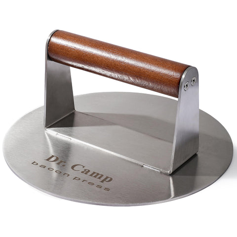 Dr.Camp 7-inch stainless steel smash press for even burgers