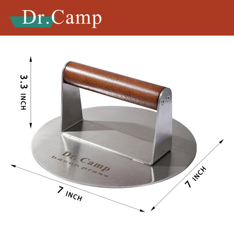 Dr.Camp bacon press in action delivering crisp edges