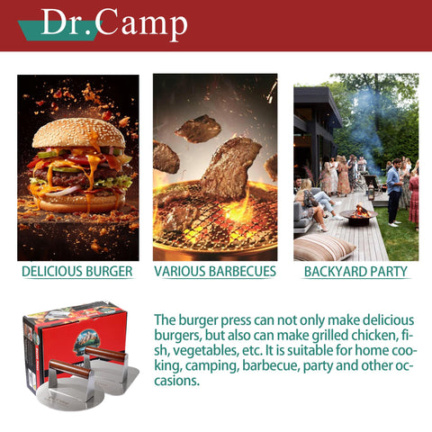 Dr.Camp press ready for camping or backyard barbecue sessions.