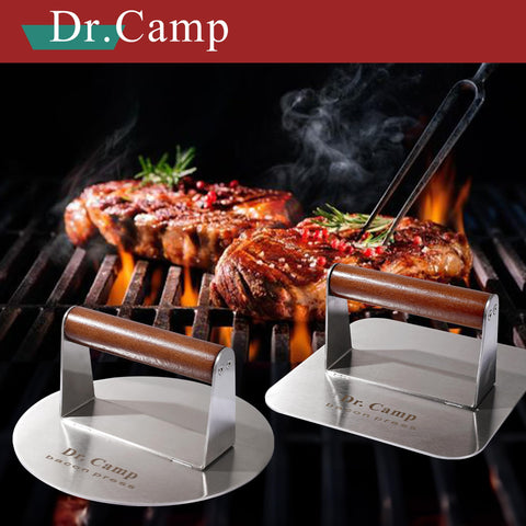 Close-up of Dr.Camp stainless steel body emphasizing durability and even pressure.
