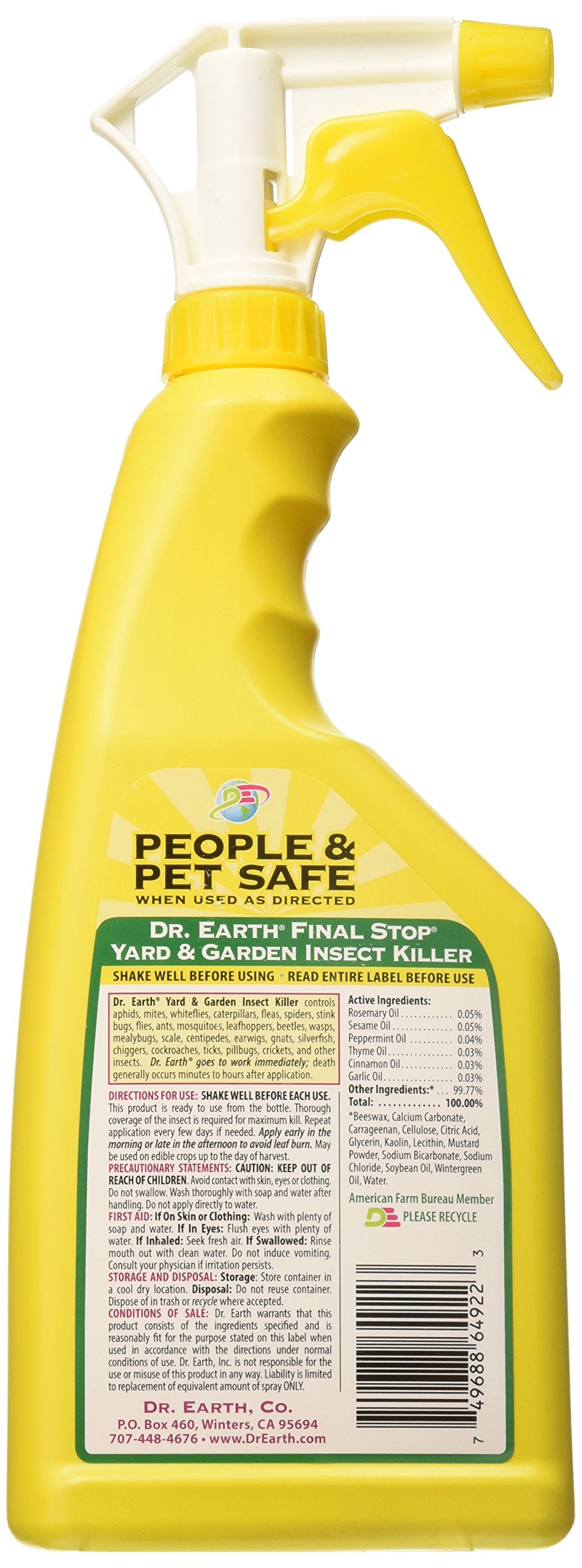 Dr. Earth 8003 label close-up highlighting organic formula and plant-friendly ingredients
