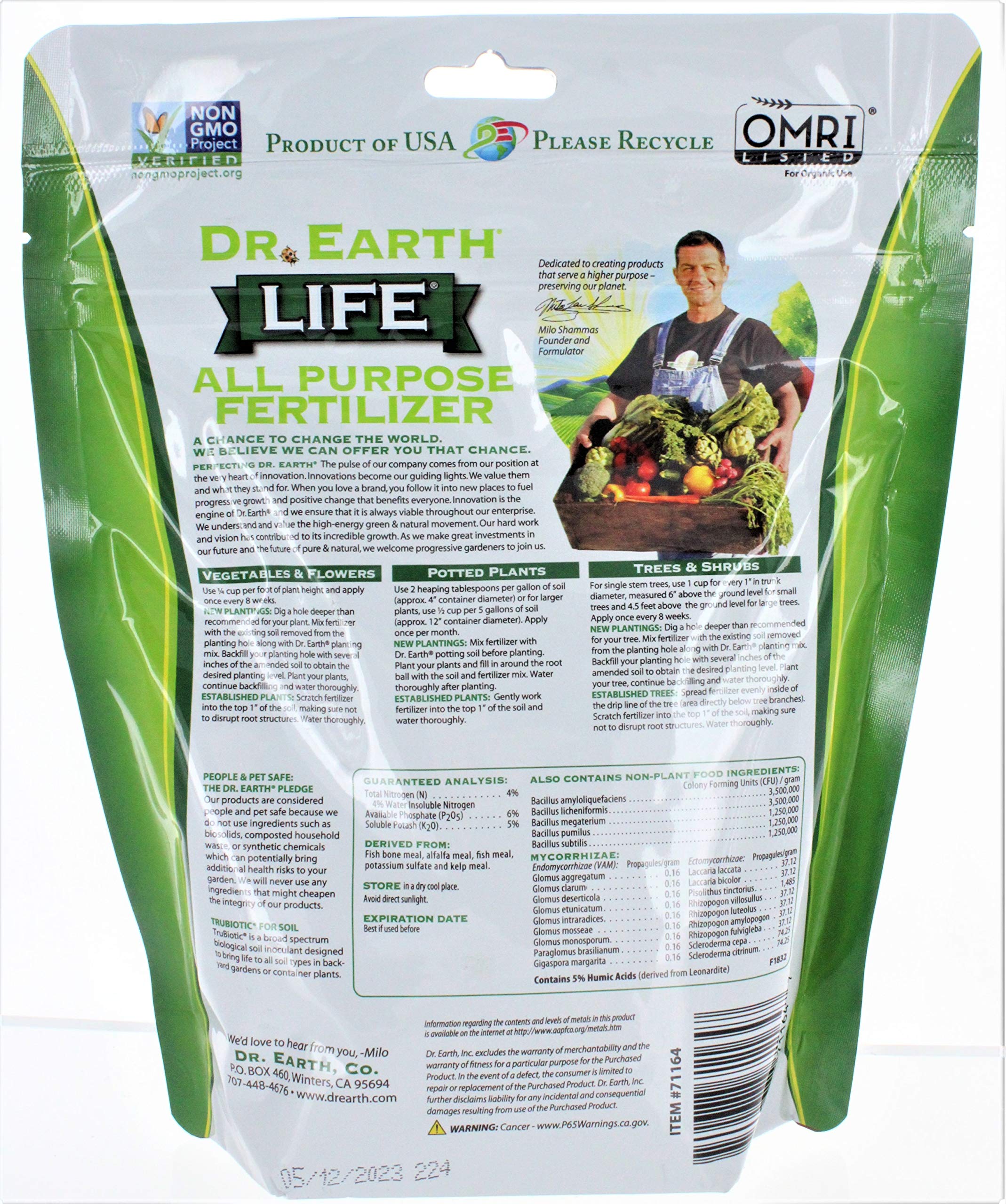 Dr. Earth Minis Life fertilizer pour demonstrates easy application for thriving garden beds.