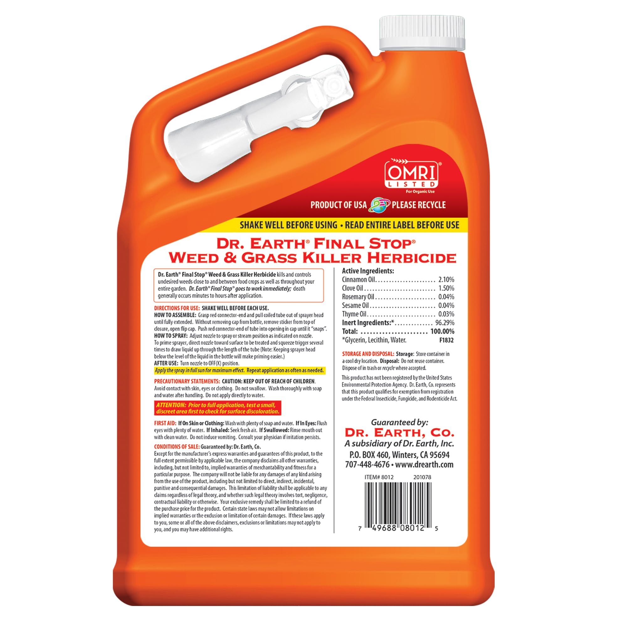 Dr Earth Final Stop spray action enables easy outdoor weed control.