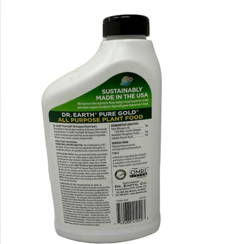 Dr. Earth Pure Gold fertilizer being poured for healthy, robust plants