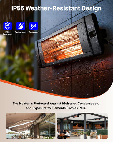 DR. INFRARED HEATER ceiling mounting bracket shown for elevated heat