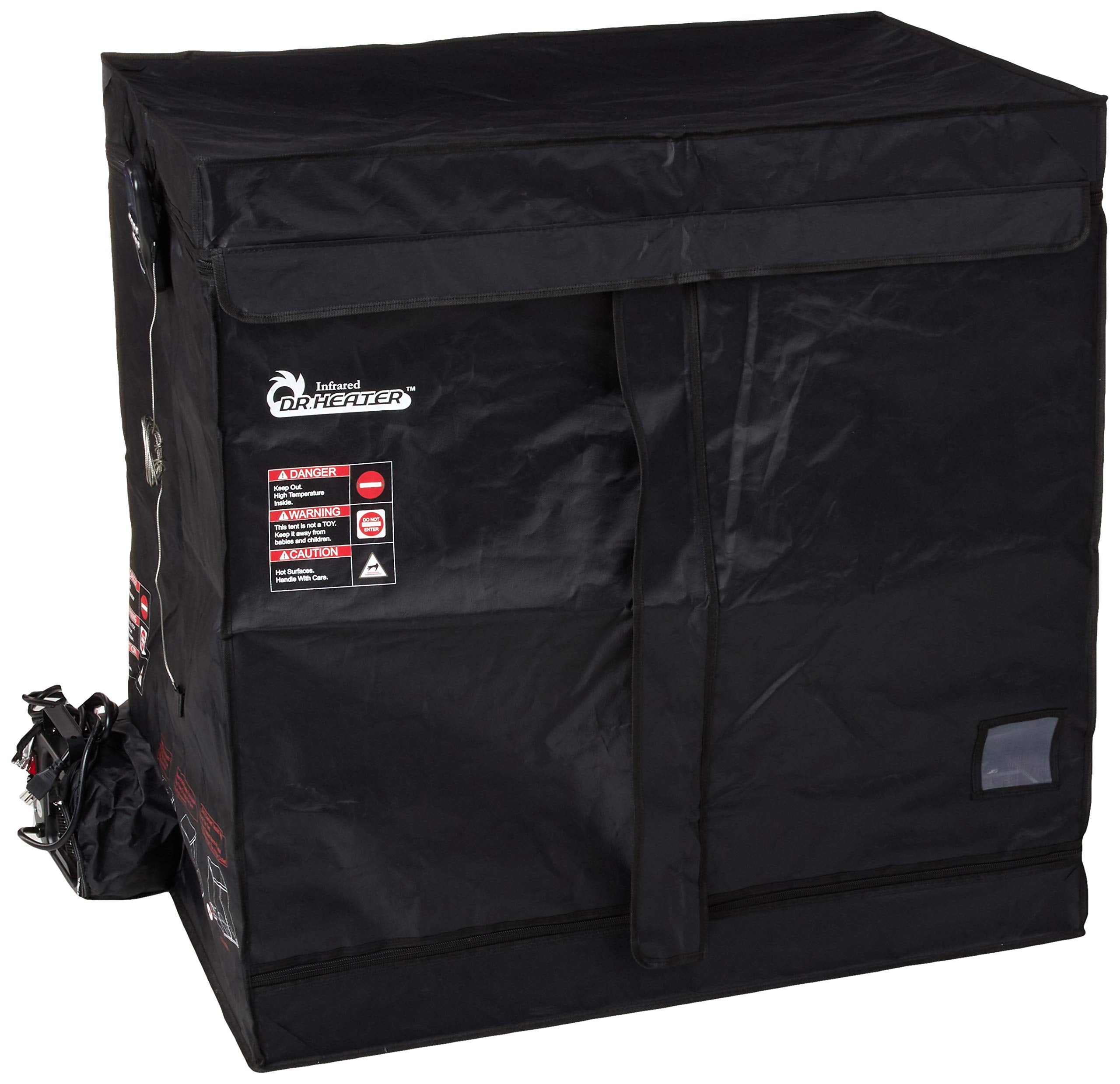 DR. Infrared Heater DR-122 tent setup for safe heat treatment of belongings.