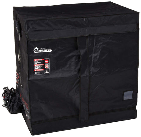 DR. Infrared Heater DR-122 tent setup for safe heat treatment of belongings.