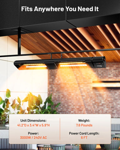 DR. INFRARED HEATER DR-239 ceiling mount provides overhead warmth