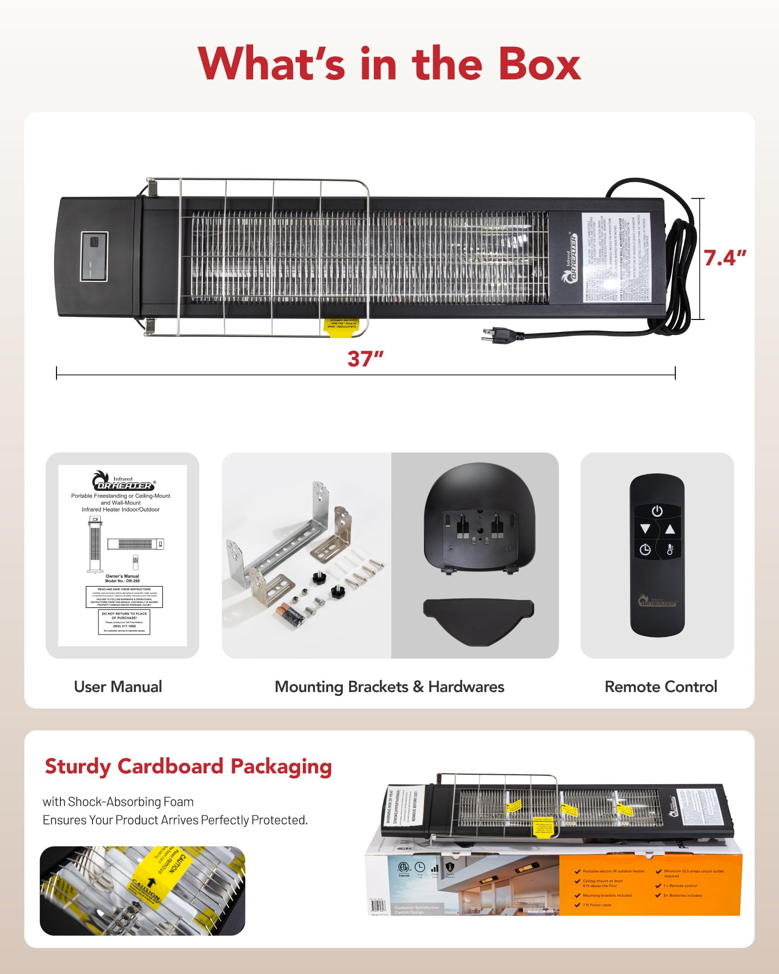 DR. INFRARED HEATER DR-298 outdoor patio use for cool evenings.