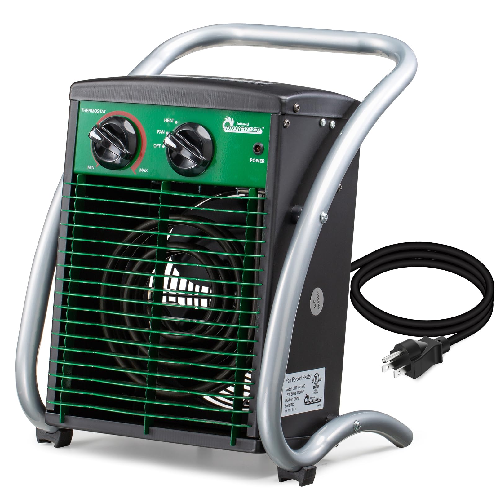 DR. INFRARED HEATER DR218 1500W greenhouse heater delivering reliable warmth for plants.